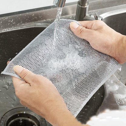 Stainless Steel Scouring Pads for Cast Iron Skillets Griddles Ovens Cookware 8×8 Inch Reusable Non-Scratch Wire Mesh Scrubber for Home Resta