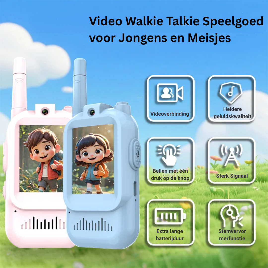 Two-Way Video Walkie Talkie Set for Kids with Voice Changer & Live Screen – Indoor Outdoor Play Radio Communicators for Children Ages 3-12