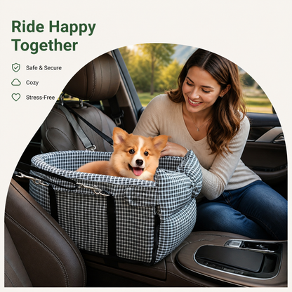 Ortekor Padded Polyester & Chew-Resistant Dog Car Seat (Adjustable Straps)