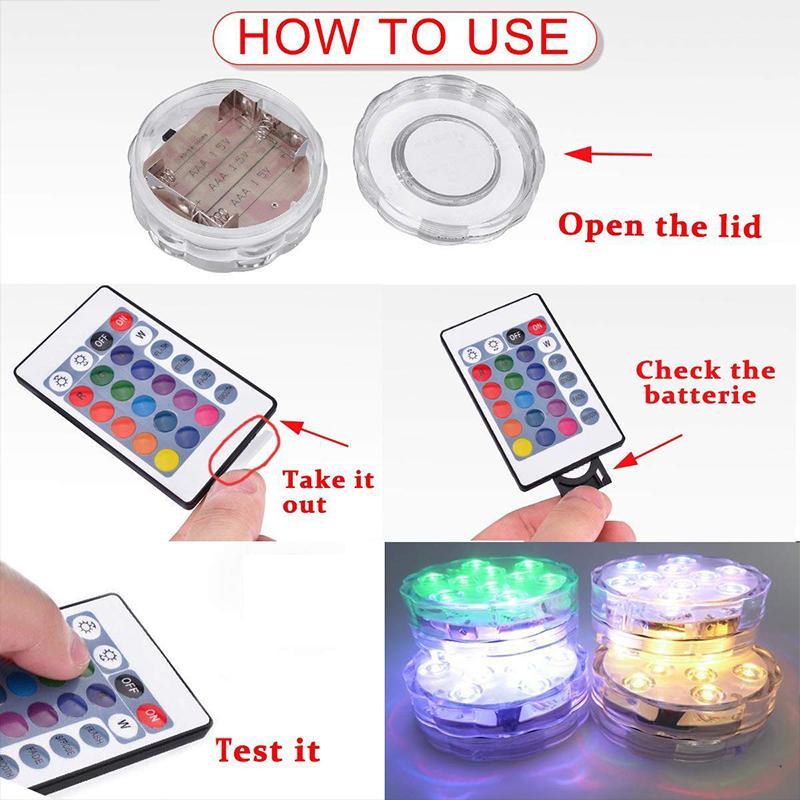 Submersible LED Pool Light with Remote Control, Waterproof Magnetic Suction Cup Underwater RGB Color Changing Accent Lighting for Pools