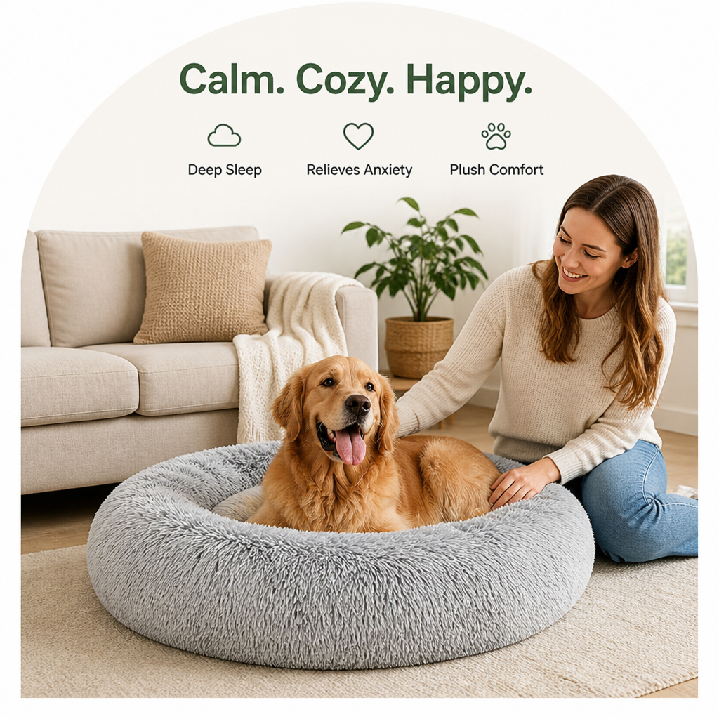 Ortekor Calming Plush Donut Dog Bed