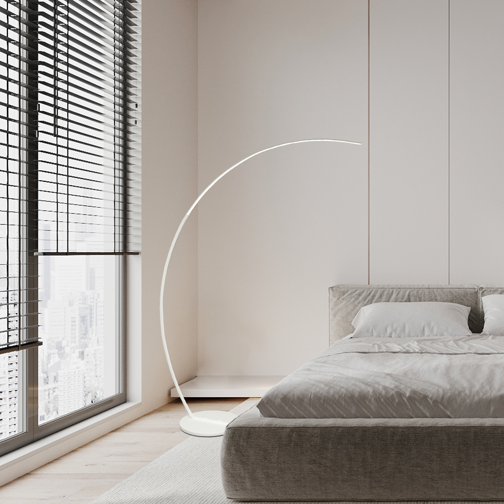 Arched LED Floor Lamp 63 Inch Dimmable Adjustable Color Temperature Aluminum Standing Light for Living Room Bedroom Reading Corner Modern Ov
