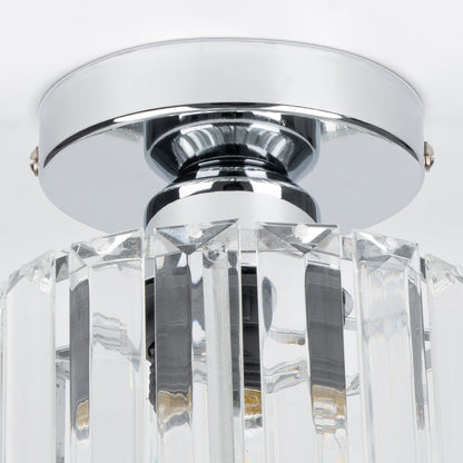 Flush Mount Crystal Light Fixture E27 Socket Black Gold for Bedroom Living Room Hallway Indoor Home Décor Compact Reflective Shade Elegant A
