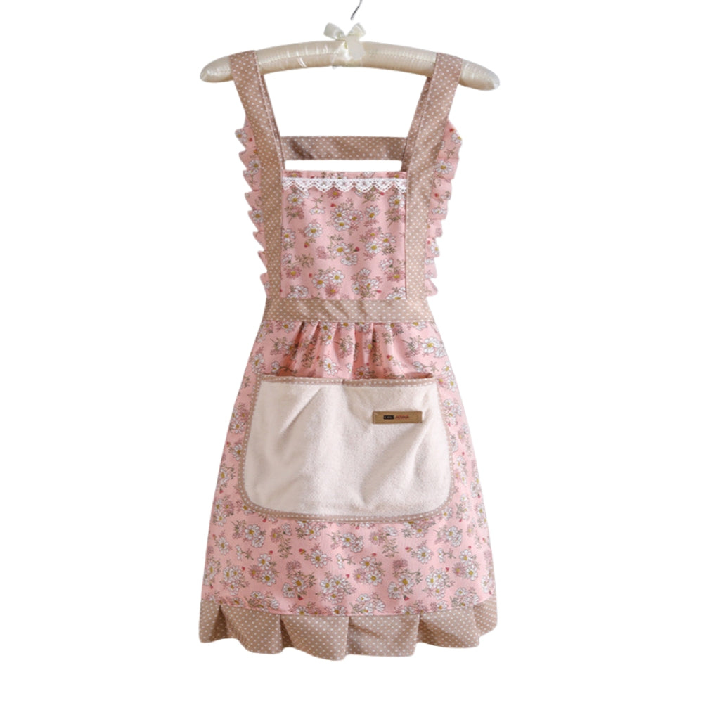 Tablier de cuisine en coton à motifs floraux avec poches – Tablier de cuisine imperméable et résistant aux taches pour femme – Tablier de chef réglable pour la maison et le restaurant