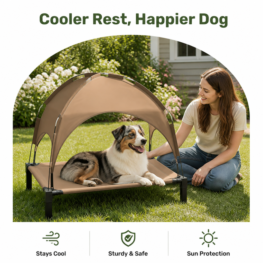 Ortekor Elevated Cooling & Portable Dog Cot (Removable Canopy)