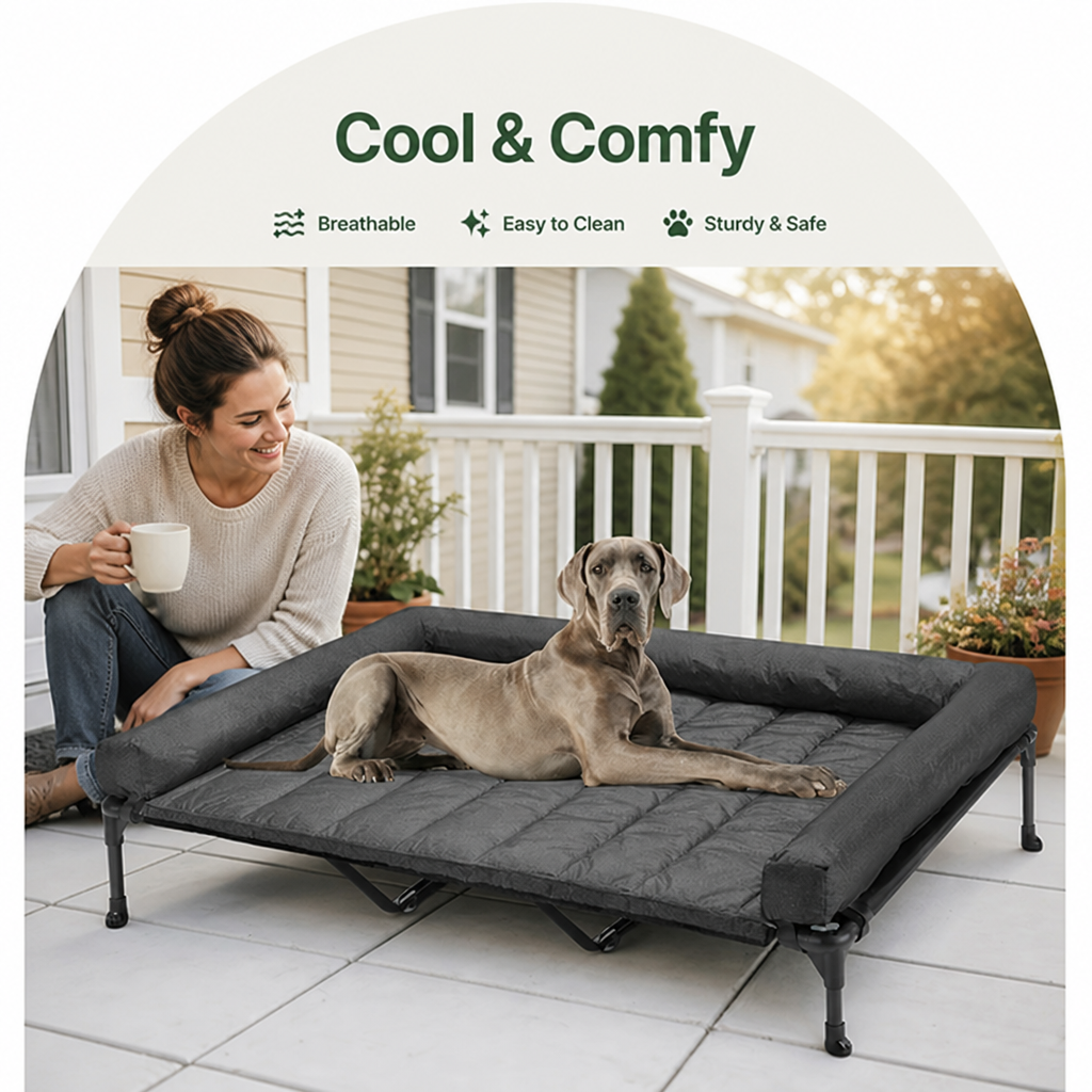 Ortekor Elevated Cooling Mesh Dog Bed (Removable Pillow-Top)