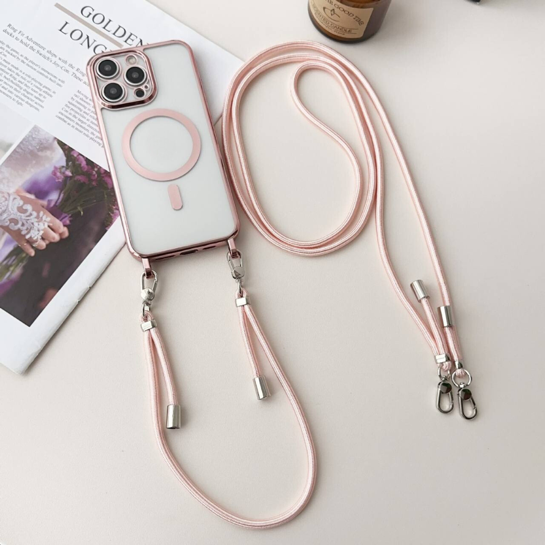 MagSafe Crossbody iPhone Case with Adjustable Strap for Hands-Free Carrying | Compatible with All MagSafe Accessories | Slim Protective