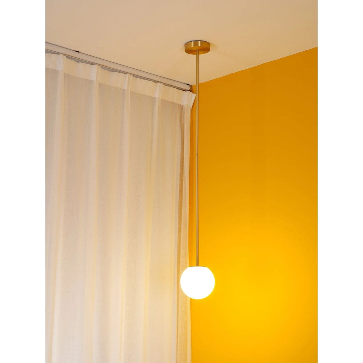 Frosted Globe Ceiling Light Brass Finish for Dining Room Bedroom Hallway Modern Suspended Fixture Soft Diffused Glow LED Compatible