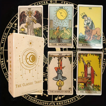Classic Tarot Card Deck 78-Card Set for Divination and Spiritual Guidance | Complete Reading Kit with Instruction Booklet