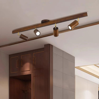 Adjustable LED Track Light 39 in Wood Finish Spotlight Bar Ceiling Mount for Kitchen Living Room Hallway Dining Room Modern Scandinavian Hom