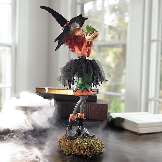 Handcrafted Resin Witch Figurine for Halloween Decor | Mystical Table Accent Sculpture | Gothic Home Centerpiece | Vintage Spooky