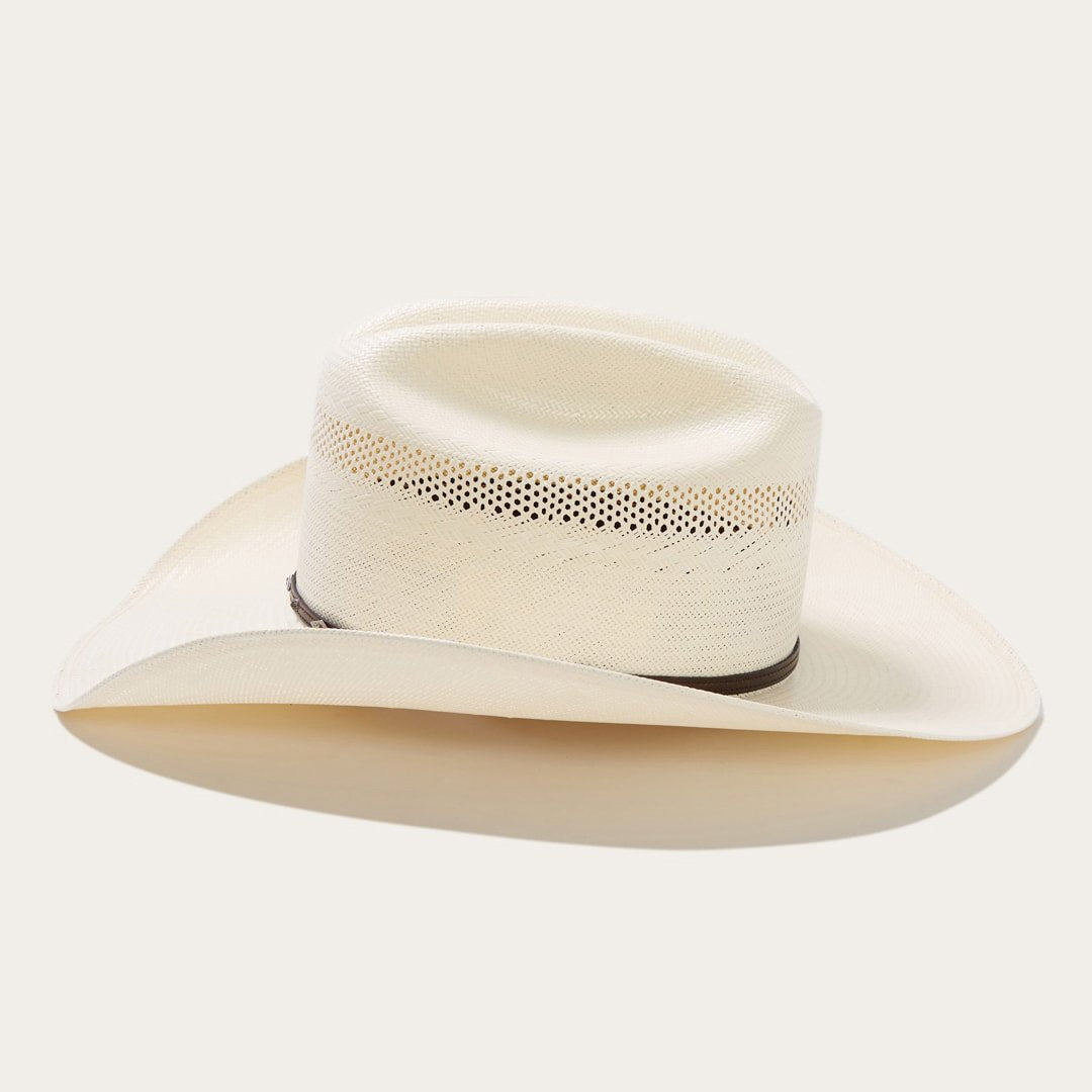 Woven Straw Western Hat Breathable Cowboy Crown Leather Band Silver Gold Accents 4.25" Brim for Summer Rodeo Ranch Outdoor Festivals