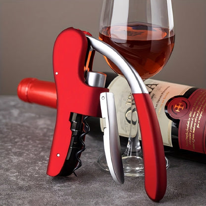 Tire-bouchon à double levier avec coupe-capsule intégré pour bouteilles de vin rouge, blanc et effervescent – Outil de barman portable pour cuisine, restaurant