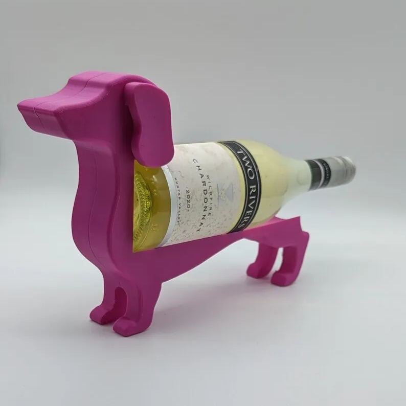 Dachshund Wine Bottle Holder | Resin Table Stand for Wine Display | Kitchen Counter Decor | Wiener Dog Figurine Holder for Red White Wine