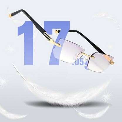 Progressive Reading Glasses with Blue Light Filter — Multifocal Lenses +1.00 to +4.00 Strength for Near and Distance Vision, Rimless Metal F