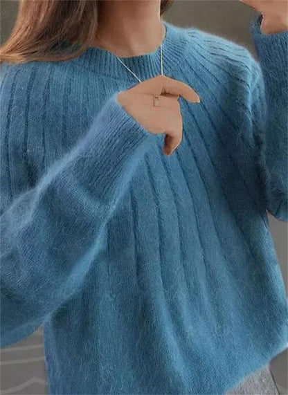 Luxe Cashmere Knit Sweater for Women – Soft Pullover Top for Fall & Winter, Versatile Everyday Layering Piece