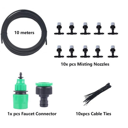 Adjustable Drip Irrigation System – 33 ft Hose with 10 Nozzles – Automatic Plant Watering for Garden Greenhouse & Patio