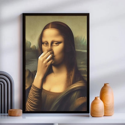 Funny Renaissance Bathroom Canvas Wall Art – Moisture-Resistant Stretched Print for Powder Room & Toilet Decor