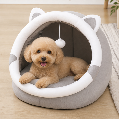Ortekor Plush Polyester & Washable Pet Cave Bed
