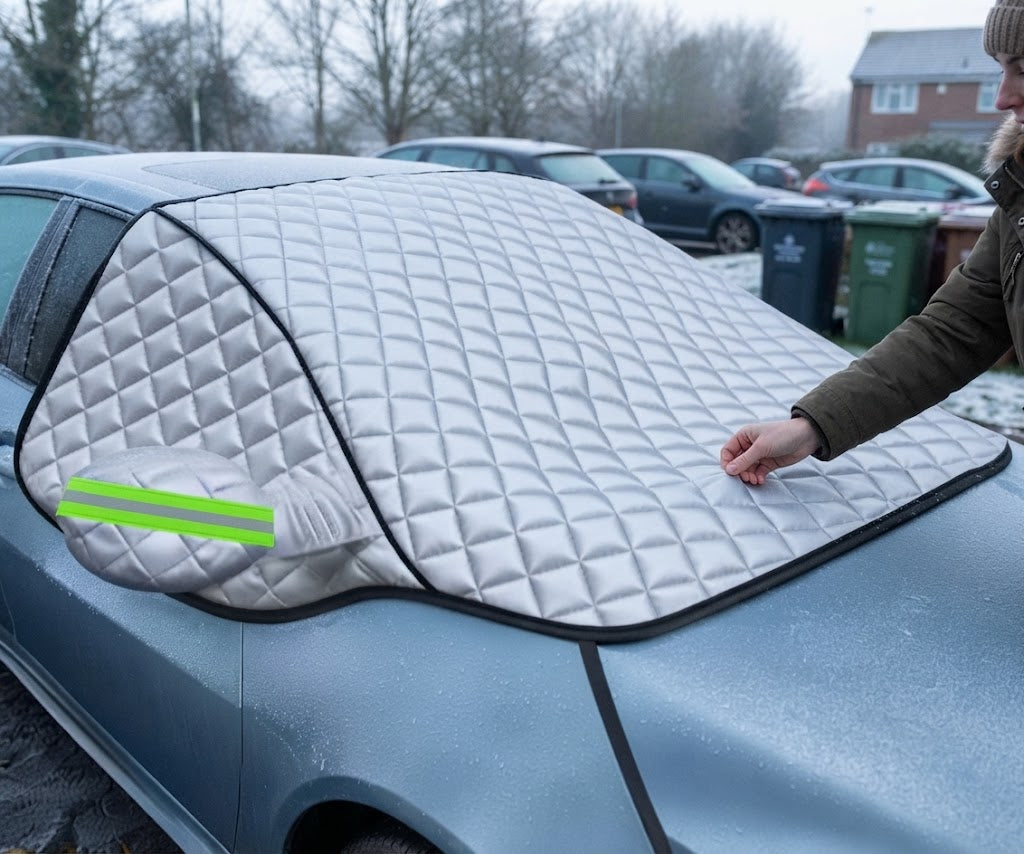 Ortekor FrostGuard Pro | Housse de pare-brise antigel 5 couches avec fixation magnétique | Protection toutes saisons contre le givre et les rayons UV