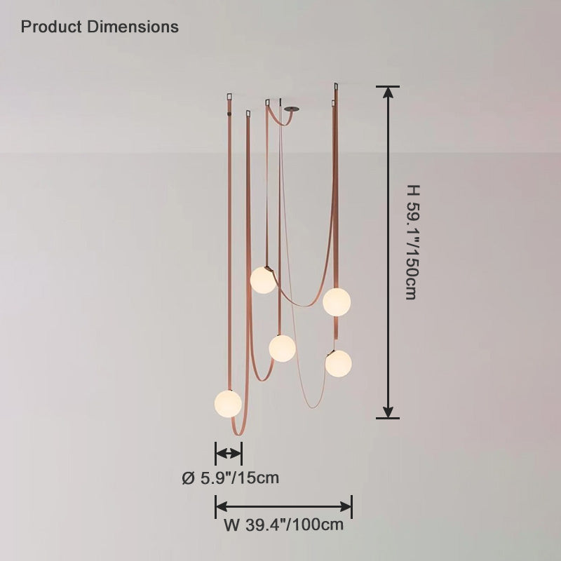 Leather Hanging Lamp with Glass Shade 6-Inch Brown Fixture for Kitchen Island Dining Table Multi-Light Ceiling Suspension for Modern Contemp