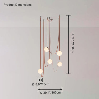 Leather Hanging Lamp with Glass Shade 6-Inch Brown Fixture for Kitchen Island Dining Table Multi-Light Ceiling Suspension for Modern Contemp