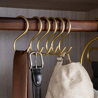 Metal S-Hook Closet Organizers – Space-Saving Hangers for Clothes, Scarves & Accessories – 5-Pack Rust-Resistant Wardrobe Hooks