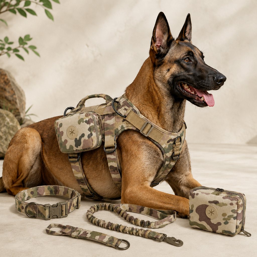 Ortekor 5-Piece Tactical Dog Harness Set for Hiking & Training - Better Control for Strong Dogs