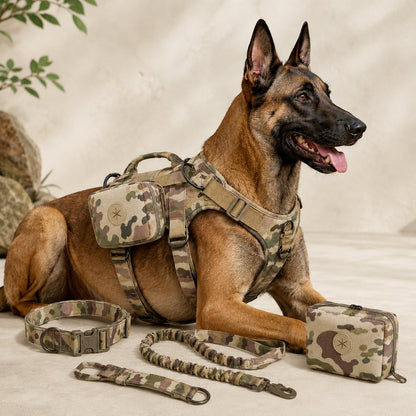 Ortekor 5-Piece Tactical Dog Harness Set for Hiking & Training - Better Control for Strong Dogs
