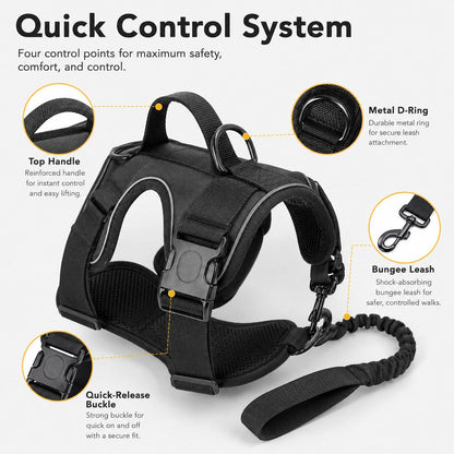 Ortekor 5-Piece Tactical Dog Harness Set for Hiking & Training - Better Control for Strong Dogs