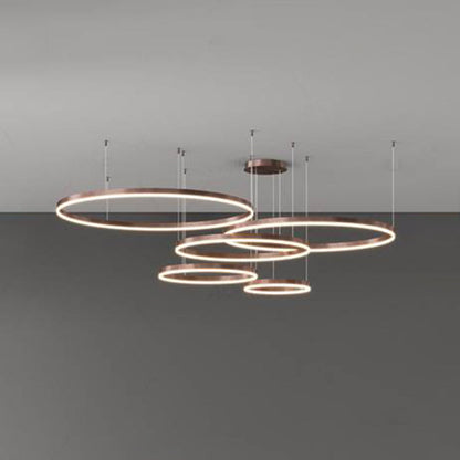 Lustre LED à anneaux multiples, hauteur réglable de 40 à 80 cm, luminaire en métal et acrylique, plafonnier à intensité variable pour salle à manger et salon, suspension moderne