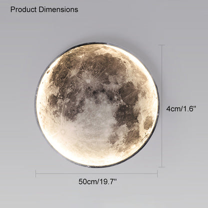 LED Moon Wall Sconce Dimmable Remote Control Light 9.4 Inch Diameter PVC Fixture for Bedroom Living Room Hallway Accent Lighting Three Color
