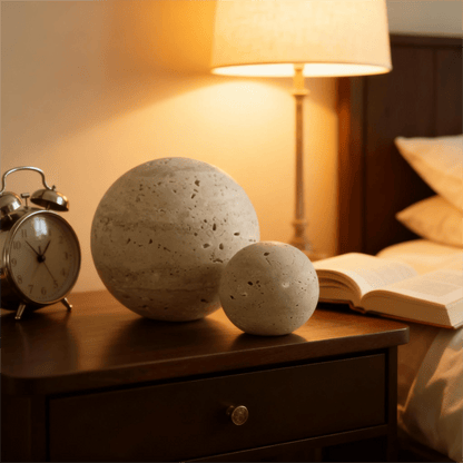 Handcrafted Travertine Marble Sphere Decorative Piece