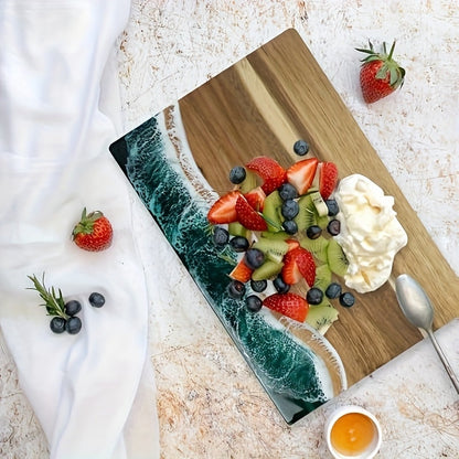 Waver Cutting Board - Acacia Wood with Ocean Resin Inlay, Multi-Purpose Chopping Board