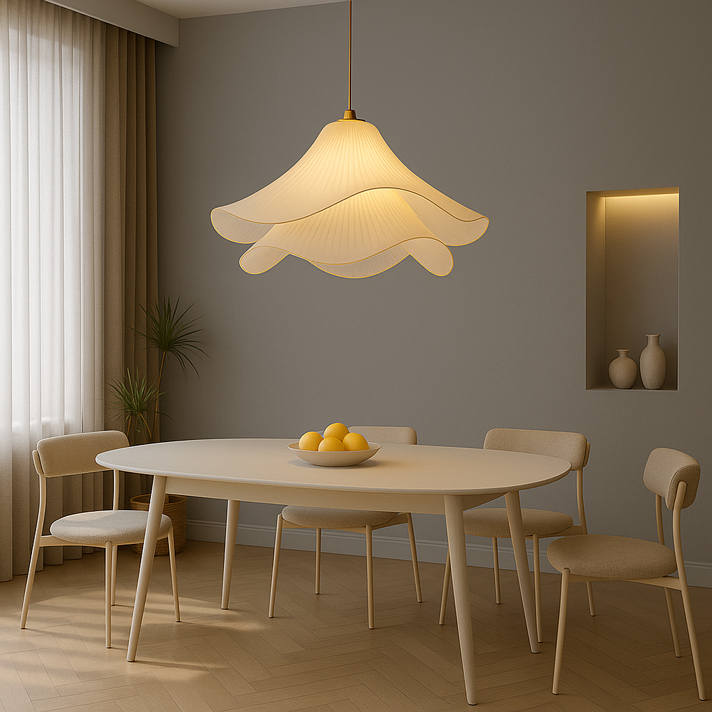 Suspension en tissu superposé, plafonnier floral de 24 pouces pour salle à manger, salon, cuisine, luminaire moderne et minimaliste à hauteur réglable