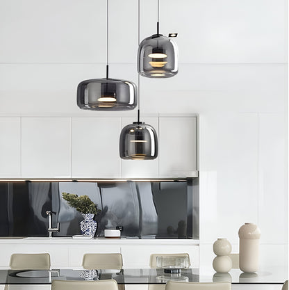 Glass Hanging Ceiling Fixture with Adjustable Cord for Dining Tables & Kitchen Islands | Color-Tunable LED Modern Farmhouse Style