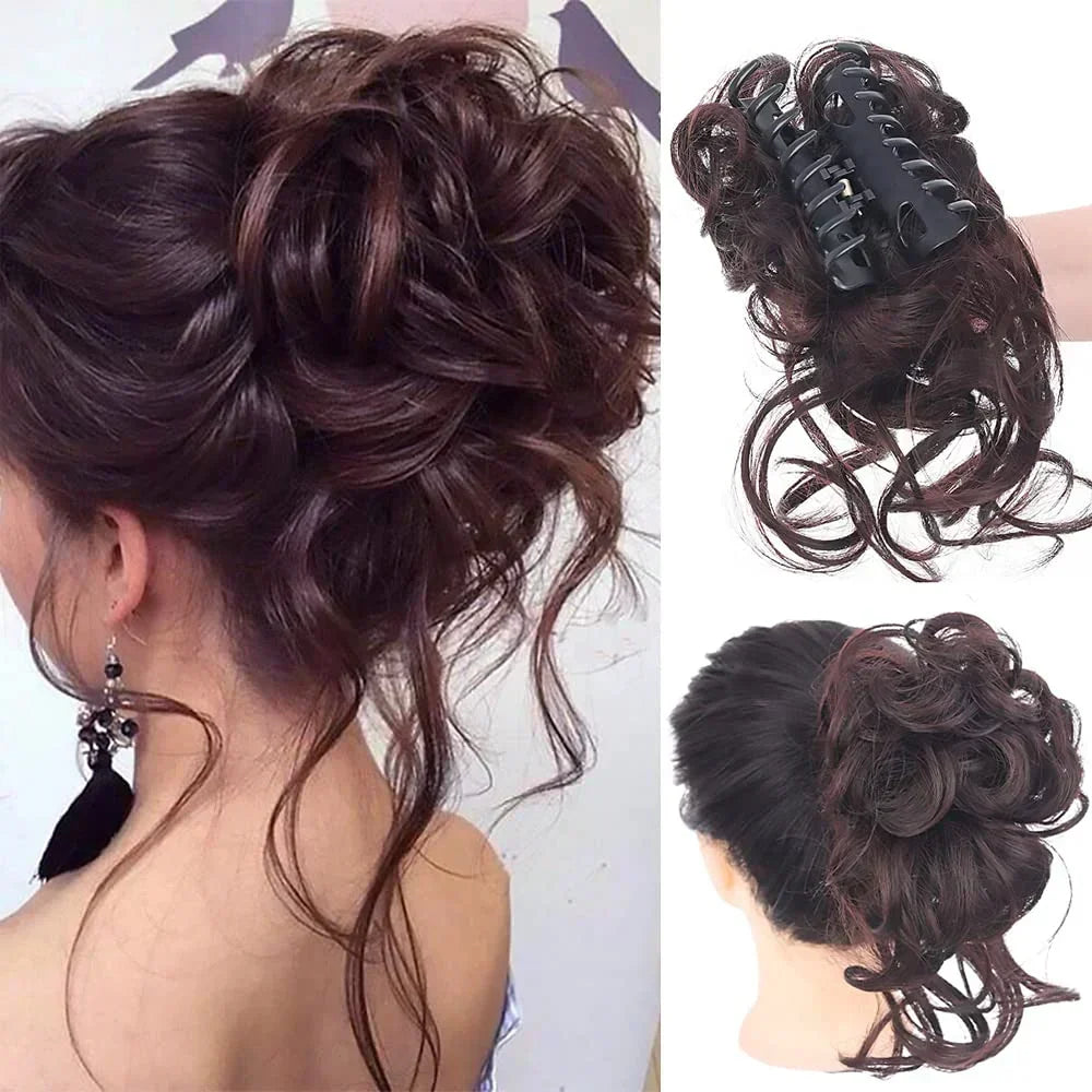 Curly Hair Bun Extension for Natural Volume - Clip-In Style