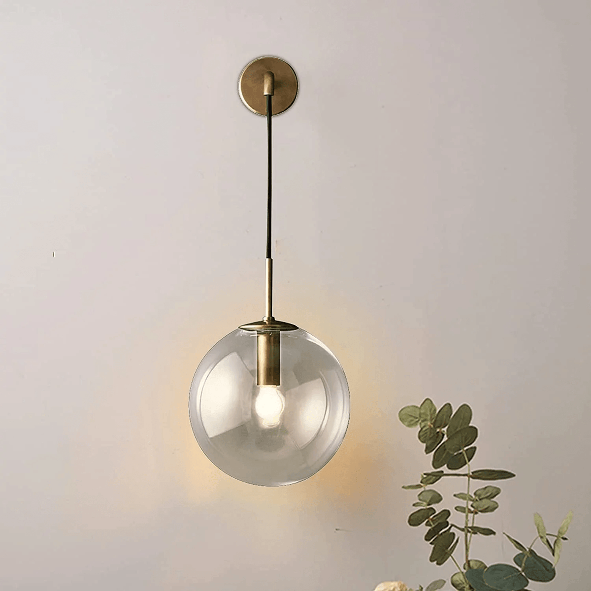 Glass Cylinder Wall Light Fixture Black or Gold Finish for Hallway Bedroom Living Room Entryway Contemporary Indoor Lighting