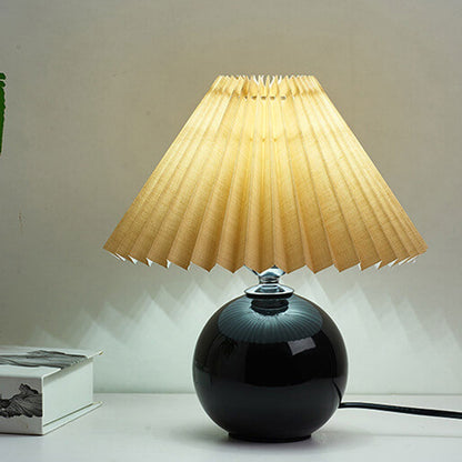 Ceramic Table Lamp with Fabric Shade – Modern Accent Lighting for Bedroom, Living Room & Home Office
