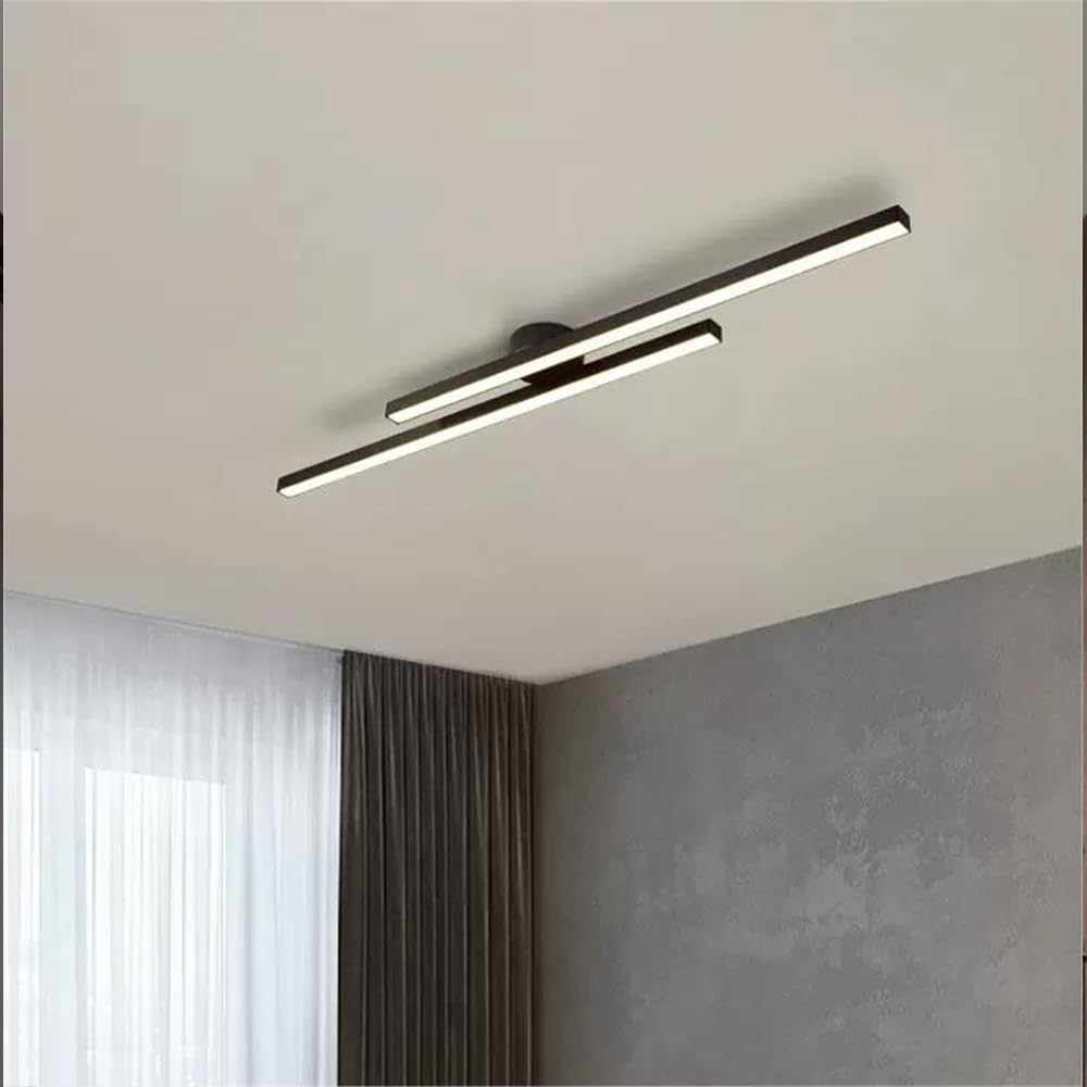 Flush Mount LED Overhead Light | Black Aluminum Linear Low-Profile Fixture for Bedrooms, Entryways & Compact Spaces | Modern Minimalist Desi
