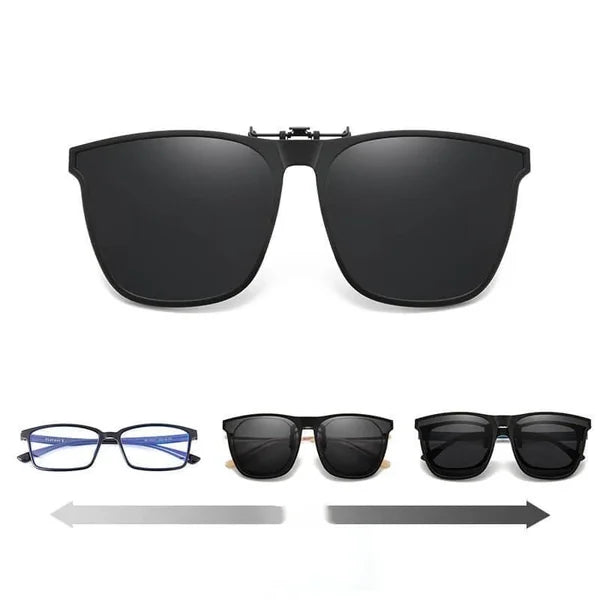 Polarized Clip-On Sunglasses for Prescription Glasses – Flip-Up Magnetic Lens Attachment UV400 Protection for Driving Outdoor Activities Eye