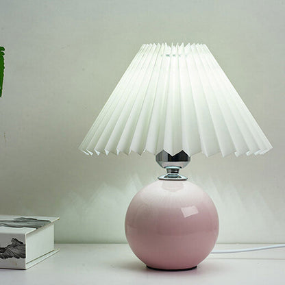 Ceramic Table Lamp with Fabric Shade – Modern Accent Lighting for Bedroom, Living Room & Home Office