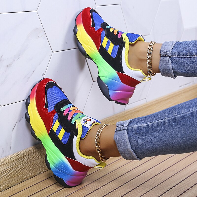 Women's Breathable Lace-Up Sneakers with 1.6 in Platform Sole | Stretchy Fabric Walking Shoes for Everyday Comfort | Lightweight &