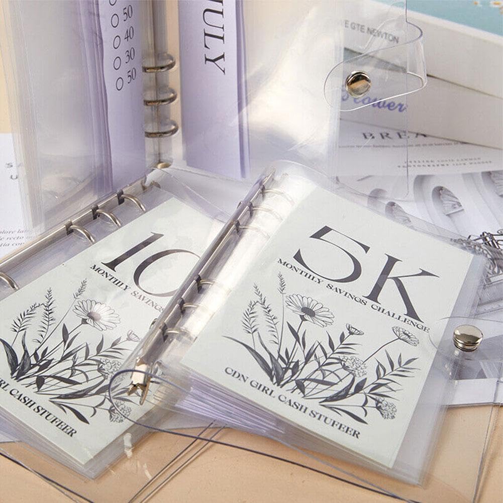Year-Long Cash Envelope Budget Organizer Binder with Pockets for Monthly Savings Goals Personal Finance Tracker Ring Binder Waterproof