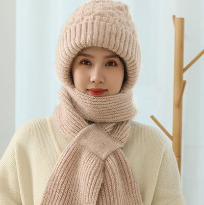 Thermal Hooded Scarf with Built-In Face Mask and Ear Coverage for Winter Outdoor Activities