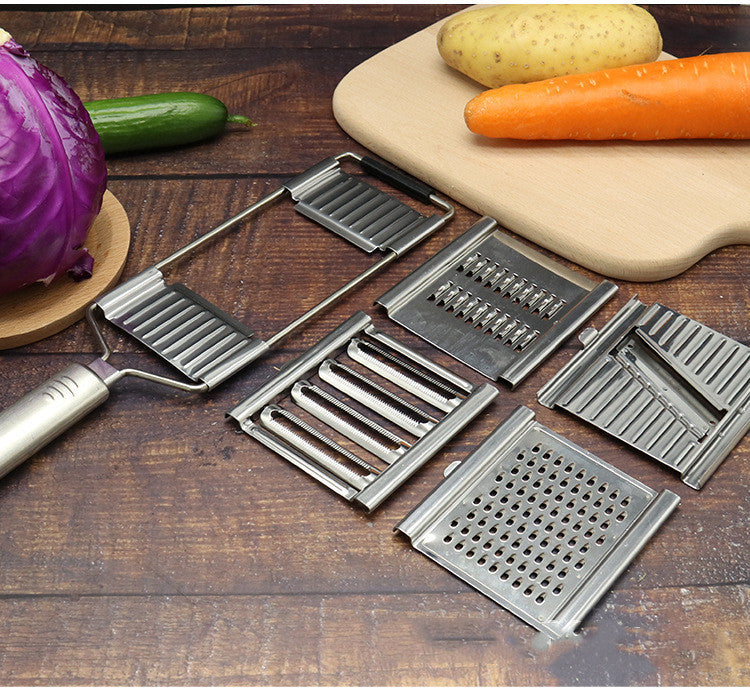 Handheld Vegetable Grater Stainless Steel 4-Piece Kitchen Slicer Set for Cheese Carrots Potatoes Zucchini Prep Tool for Home Cooking