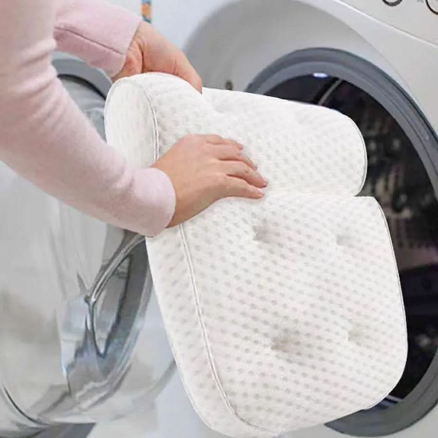 Tub Headrest Cushion with Contoured Neck Support – Breathable Air Mesh Design for Relaxing Soaks in Standard Bathtubs – White