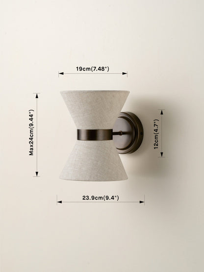 Dual-Socket Sconce with Fabric Shade and Metallic Accent for Bedrooms, Entryways, and Accent Walls