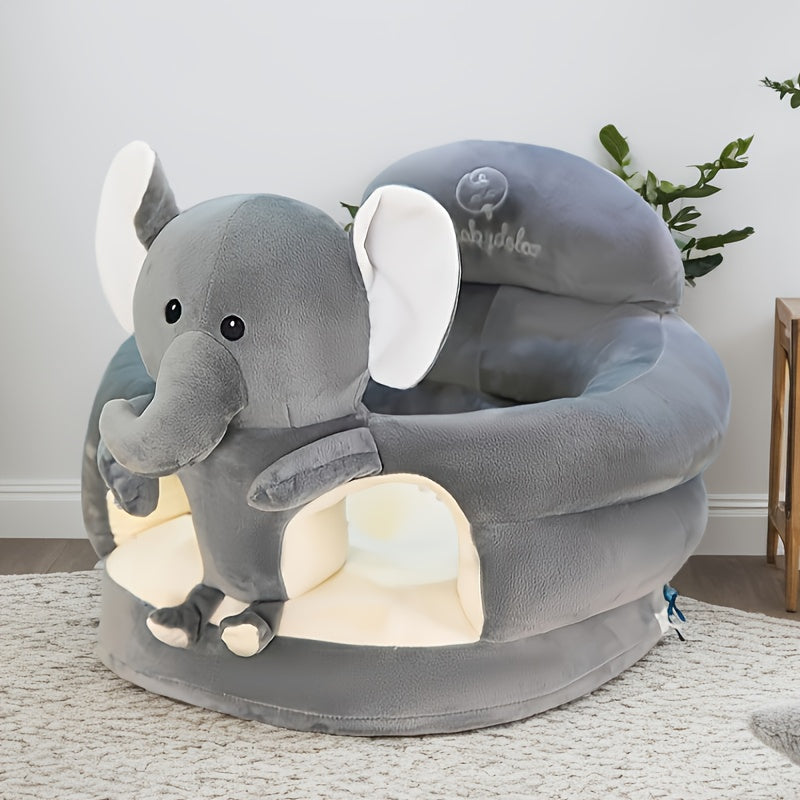 Infant Support Chair with Plush Animal Design for Early Sitting Practice, Soft Padded Nursery Seat for Baby Balance Development, Portable Wa