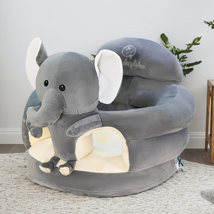 Plush Baby Support Seat with Animal Design for Learning to Sit | Soft Cushioned First Sitting Chair for Infants & Toddlers | Cute Yellow